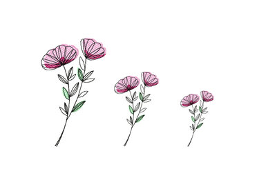 Stickdatei Blume in drei Größen, Redwork, Frühling, Sommer - Sticken
