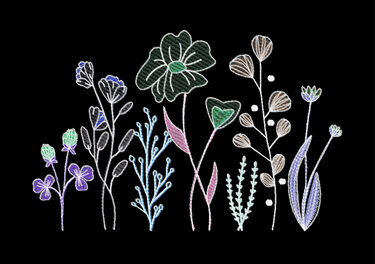 Stickdatei Blumenwiese Nr. 1 in vier Größen, Sommer, Frühling, Wildblumen - Sticken