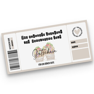Gutschein zum Ausdrucken DOWNLOAD digitale Datei Gutschein DÖNERDATE - Basteln