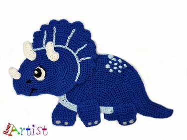 Triceratops crochet applique