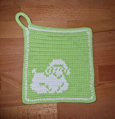 Häkelanleitung Topflappen Lamm