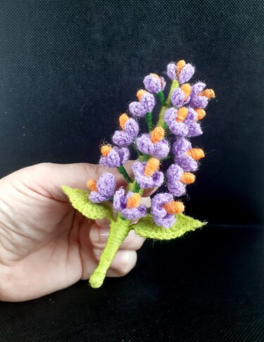 Lilac branch brooch crochet pattern, Mini crochet flowers