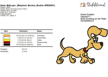 Süßer Hund Stickdatei, Niedlicher Hund Stickmuster, Hund Stickdesign 10x10 - Sticken