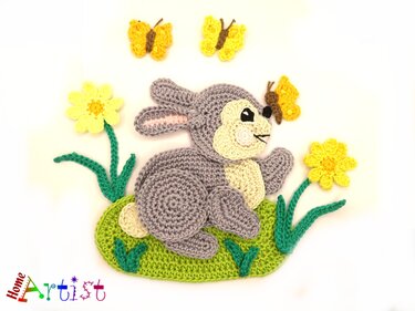 Easter bunny crochet  applique