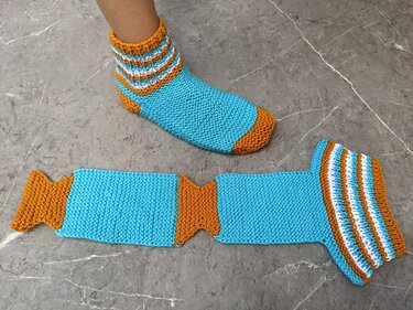 Flat Knit Two-Needles Slipper Socks Pattern - Knitting