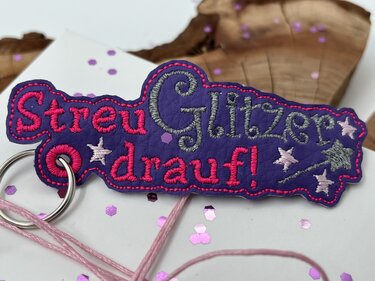 Stickdatei ITH Anhänger Streu Glitzer drauf! - Sticken