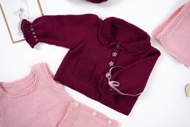 Jäckchen mit Kragen und Täschchen - Stricken