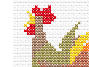 Stickvorlage Hahn Kreuzstich Stickanleitung - Sticken