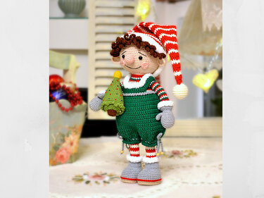Christmas elf doll crochet pattern gnome, elf LORY