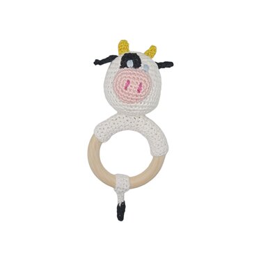 Kuh Babyrassel mit Beißring - Häkelanleitung