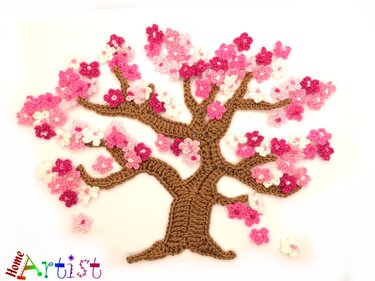 100 flowers tree crochet applique