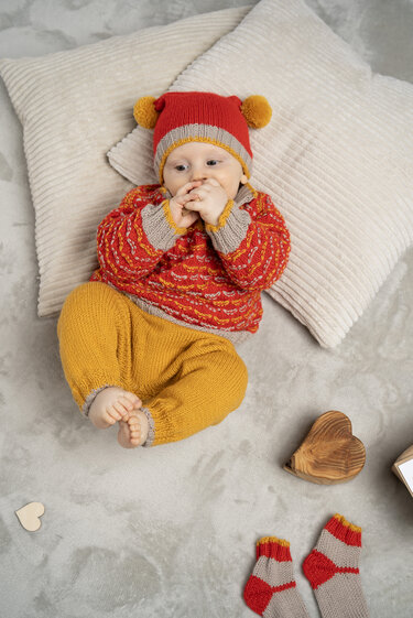 Micro Mehrfarbige Pullover Hose und Mütze - Bild 3