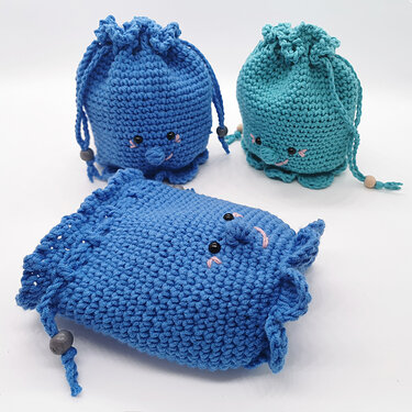 H&auml;kelanleitung Beutel, Zugbeutel, Pompadour-Beutel Octopouch - Häkeln