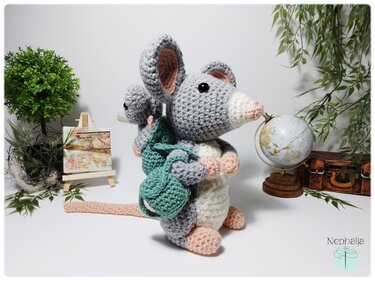 Mausbert mit Mausekind und Rucksack - Häkelanleitung - Bild 3