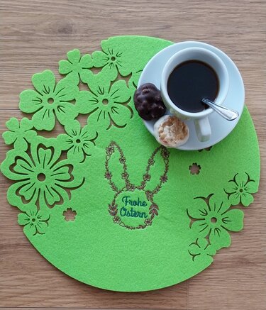 Stickdatei - Frohe Ostern - Hase - Rahmen - 2 Größen - Sticken