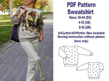 Sweatshirt Sewing Pattern PDF Sewing Patterns Women Pattern Girl Patterns