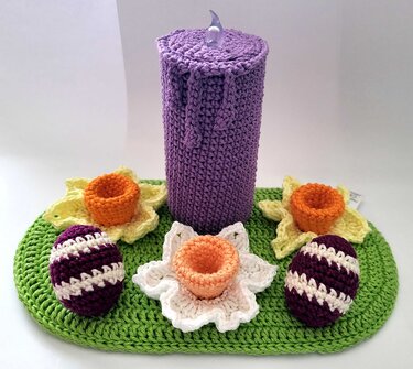 Ostergesteck mit Kerze - Häkeln