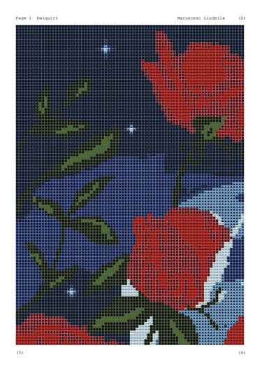 Roses Modern Cross Stitch Pattern,starry sky, moon - Embroidery