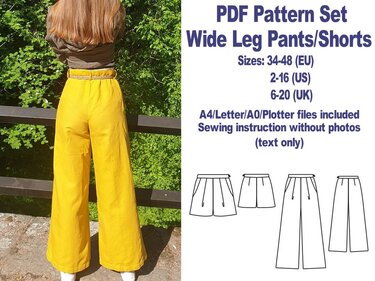 Wide Leg Pants Shorts Sewing Pattern PDF Trousers Sewing Patterns PDF - Image 5