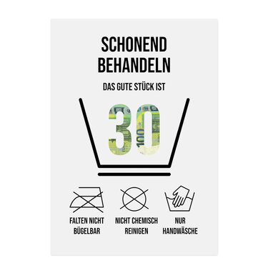 Poster GELDGESCHENK Geburtstag 30 Waschanleitung DOWNLOAD - Plotting