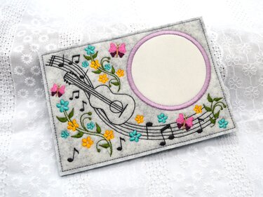 Stickdatei Mugrug Untersetzer Musik Gitarre Noten - Sticken