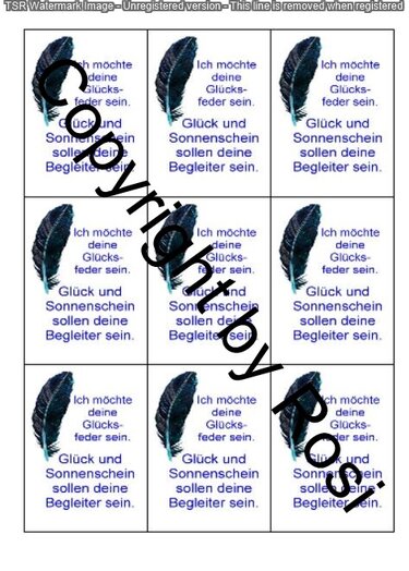 Glücksfeder Kärtchen zum Beilegen - Basteln