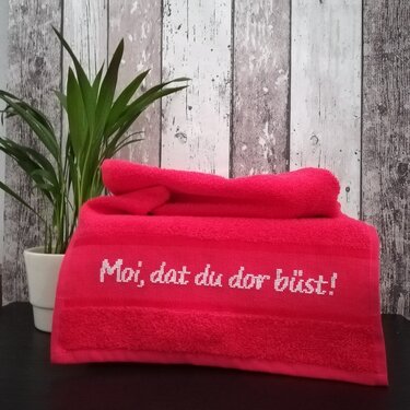 Kreuzstichvorlage "Moi, dat du dor büst!" als PDF, Plattdeutsch sticken