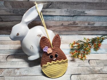 Häkelanleitung "Häschen im Osterei" (Tür/Ast/Fensterhänger/Blumenstecker)