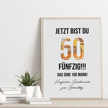 Poster GELDGESCHENK Geburtstag 50 DOWNLOAD - Basteln