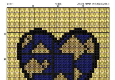 Cross stitch pattern hearts as a PDF file - Embroidery