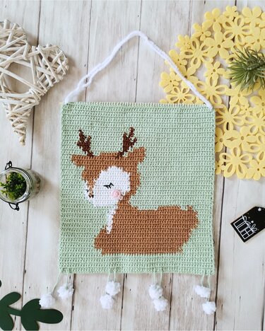 Crochet instruction PDF deer wall picture decor crochet children's room