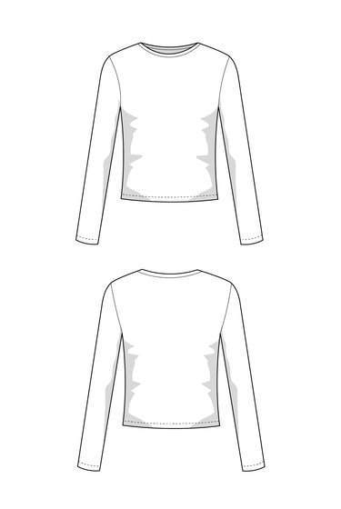 Long sleeve sewing pattern XS-XXXL, ladies jersey top sewing beginner easy