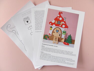 Bastelvorlage Wichtelhaus Pilzhaus als Wanddeko oder Fensterbild - Basteln