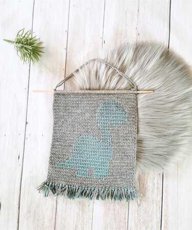 Crochet instruction PDF dino dinosaur wall hanging decor crochet children's