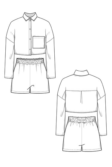 Linen sewing patterns set Shirt & Shorts | Ladies XS-XXXL Co-ord - Image 11