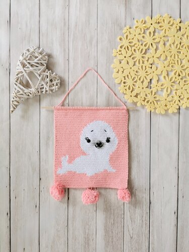Crochet pattern PDF baby seal wall hanging picture crochet children's room