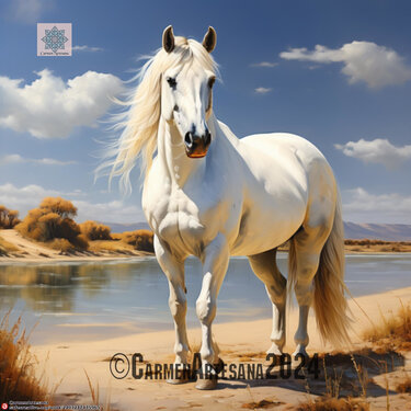 White Horse, PDF cross stitch pattern, English/Español, DMC Threads - Embroidery