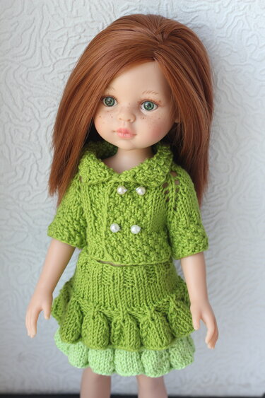 12-inch Dolls Cardigan and Skirt Knitting Pattern
