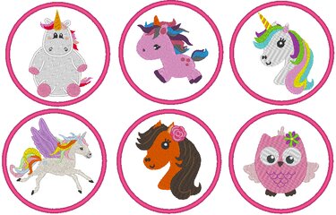 Stickdatei - 9cm Button für Mädchen / Girls Schultüte - Sticken