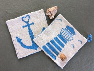 Potholders "Sea Love" - double knitting pattern