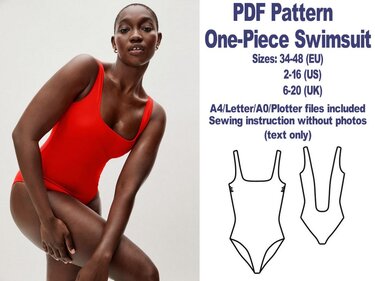 One-piece Swimsuit Pattern Square-Neck Swimsuit Pattern Swimsuits Patterns - Sewing