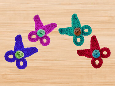 Häkelanleitung für Häkel-Haarspange in Scherenform