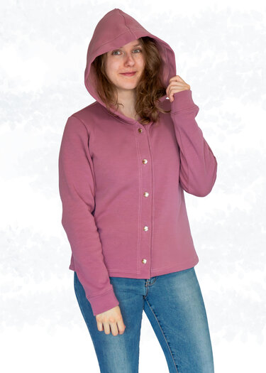 Cassie – Damen Sweatjacke/Weste mit Kapuze und Knopfleiste BU 80-116, A4+A0 - Nähen