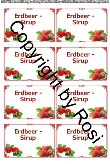 Etiketten für Eingemachtes - Erdbeer Sirup - Basteln