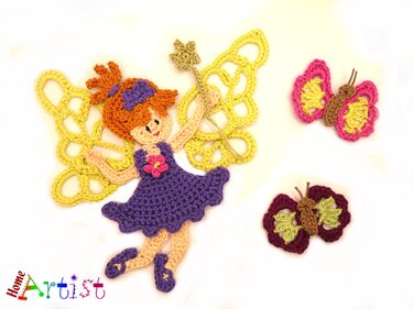 Fairy butterfly crochet  applique