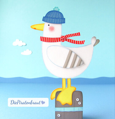 Fensterbild Möwe mit Anleitung und Vorlage - Basteln