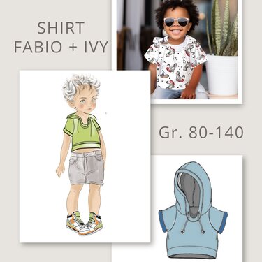Pattern children's shirt Fabio+Ivy size 80-140 | incl. beamer file - Sewing