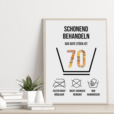 Poster GELDGESCHENK Geburtstag 70 Waschanleitung DOWNLOAD - Basteln