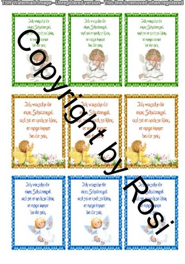 Schutzengel Karten zum Beilegen der Schutzengel Sorgenwürmchen - Basteln