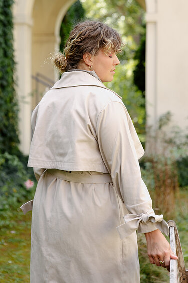 Trench coat pattern, coat sewing, XS-XXXL women, jacket pattern